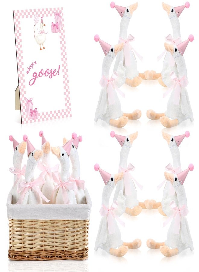 Blueweenly 8 Sets One Silly Goose Birthday Decoration 15.7 Inch Soft Silly Goose Stuffed Animal Hat with Wood Table Decor for Birthday Party Decoration - Image 1